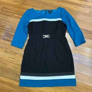 White House Black Market Color Block‎ Sheath Dress Womens Size 12 Fitted Career